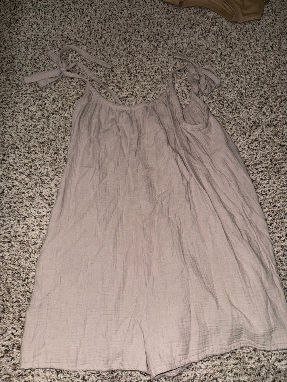 Aritzia Wilfred Tan Tie-Shoulder Romper⭐️ Used - like new (never worn)⭐️